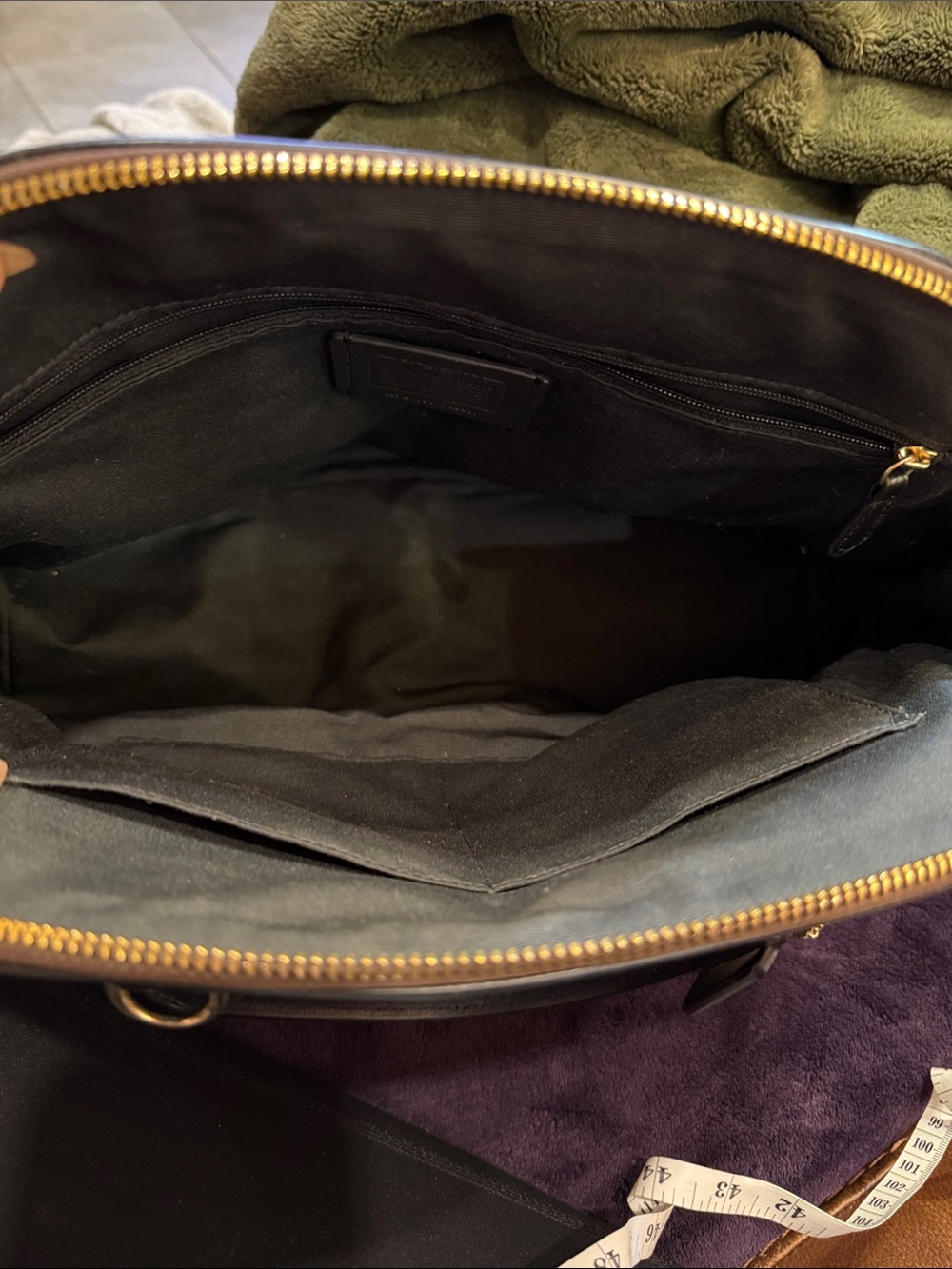 Coach Brown Signature Dome Satchel with Dark Brown Trim - Picture 4 of 8